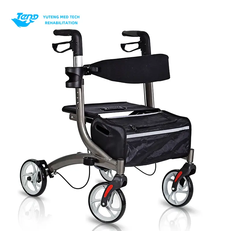 Walker rollator tromshaothair le suíochán